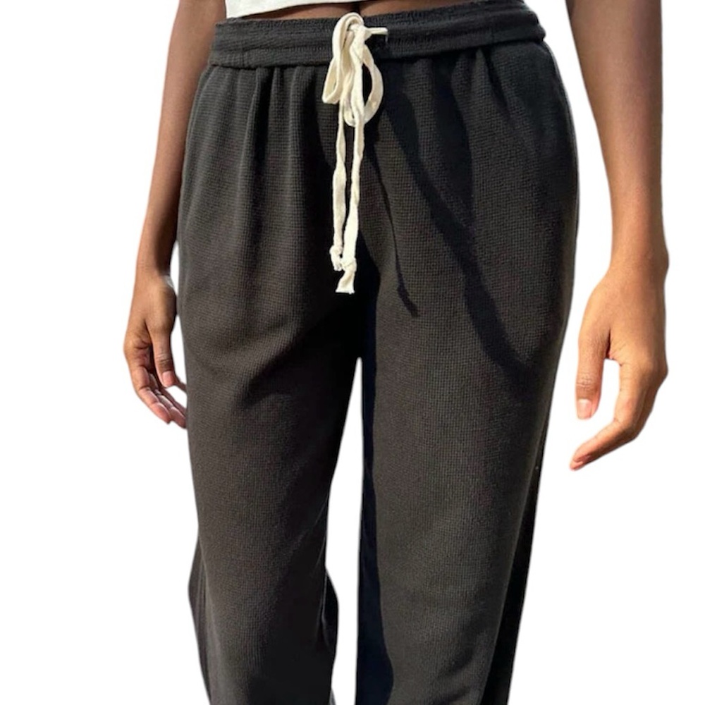 NWT- Brandy Melville-NWT- Black Waffle pants with side pockets.